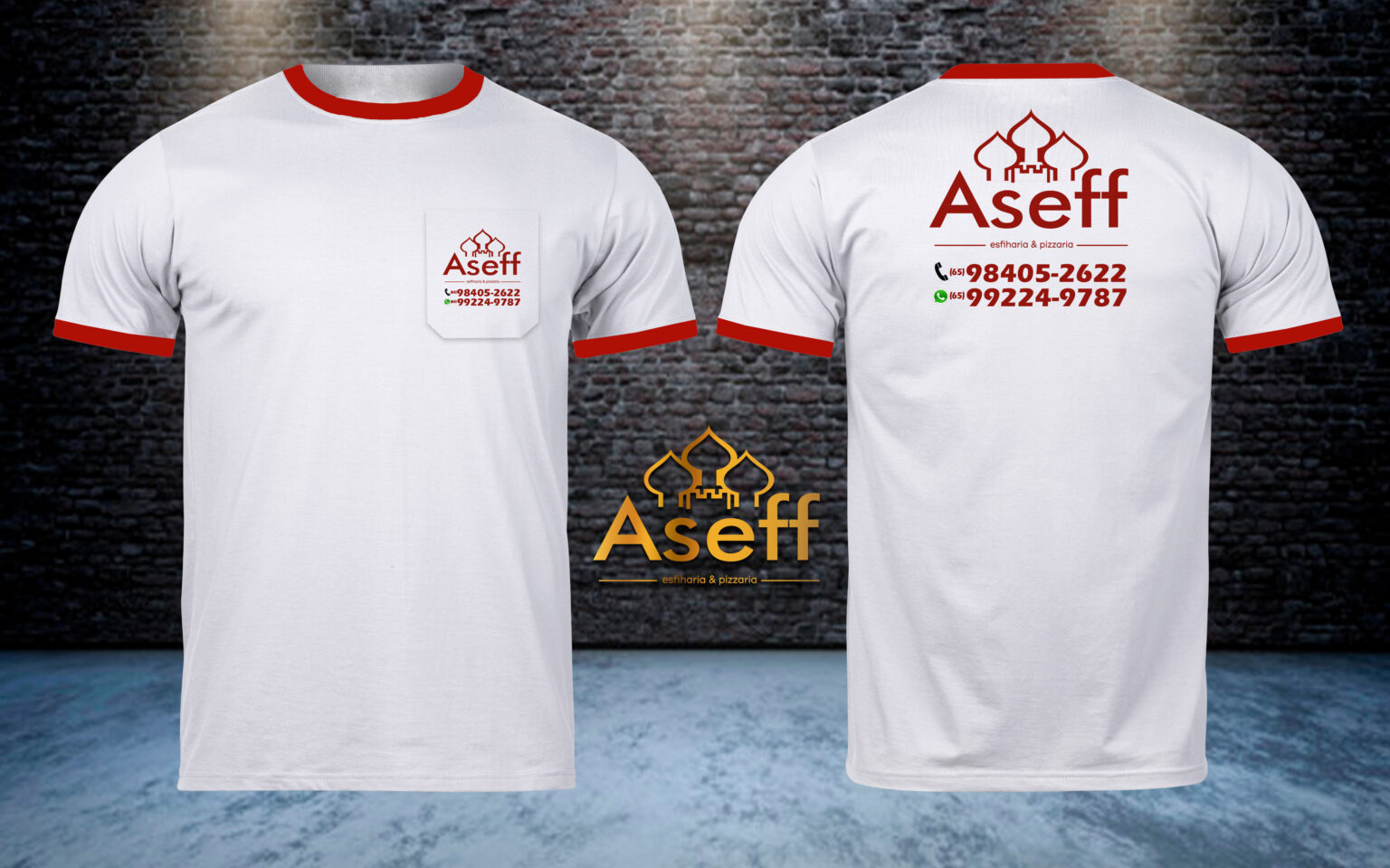 Grey t-shirt front and back mock-up template for your design.